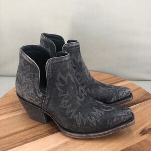 Ariat Dixon Western Bootie Black Distressed Leather Ankle Boots Womens Size 7.5B